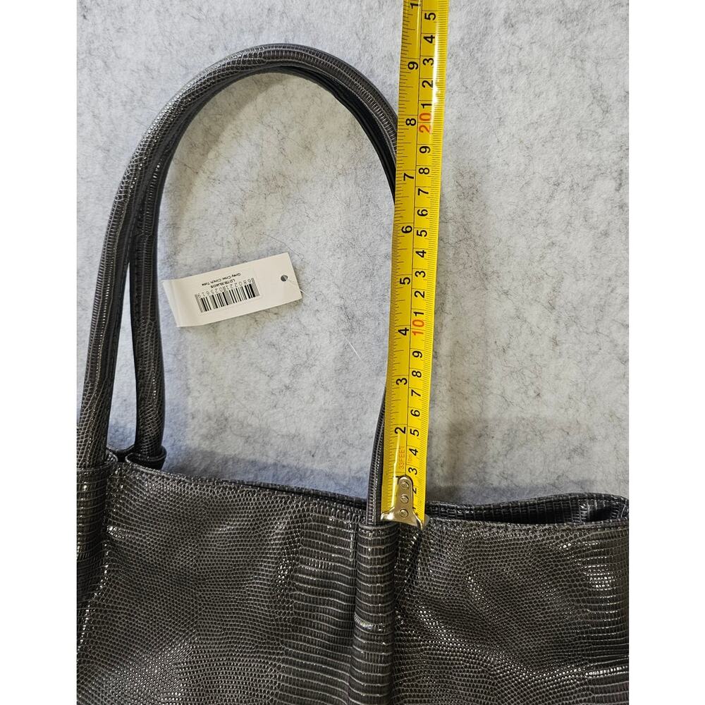 Lulu Dharma Gray Crocodile Textured Large Tote Bag - Picture 6 of 11